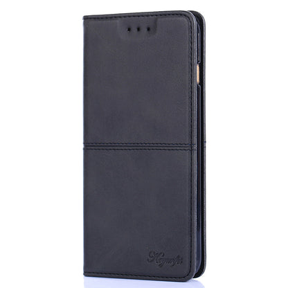 For Honor Magic5 Pro Leather Cell Phone Stand Case Cowhide Texture Anti-Scratch Card Holder Phone Cover