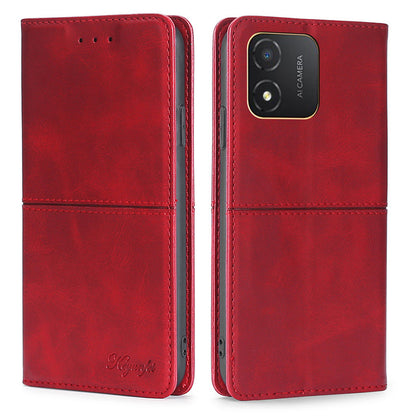 For Honor X5 4G Magnetic Closure Cowhide Texture Phone Case Stand Card Holder Leather Phone Cover