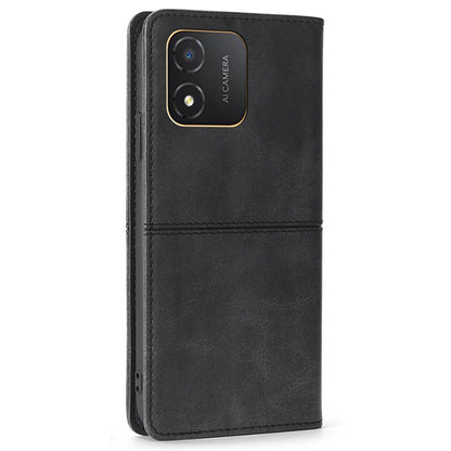For Honor X5 4G Magnetic Closure Cowhide Texture Phone Case Stand Card Holder Leather Phone Cover