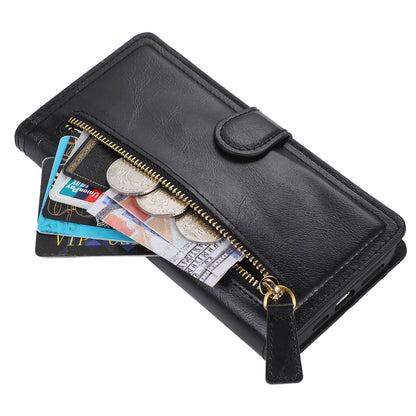 For Samsung Galaxy A14 5G PU Leather Magnetic Clasp Phone Cover Zipper Pocket Wallet Stand Case