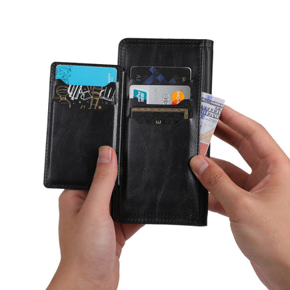 For Samsung Galaxy A14 5G PU Leather Magnetic Clasp Phone Cover Zipper Pocket Wallet Stand Case