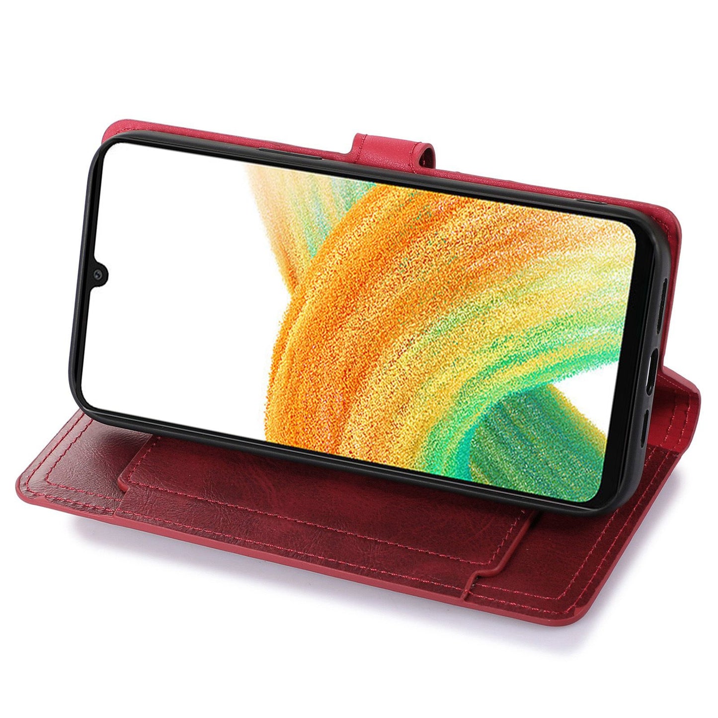 For Samsung Galaxy A14 5G PU Leather Magnetic Clasp Phone Cover Zipper Pocket Wallet Stand Case