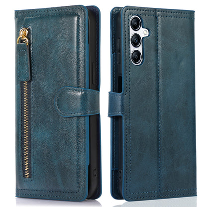 For Samsung Galaxy A14 5G PU Leather Magnetic Clasp Phone Cover Zipper Pocket Wallet Stand Case