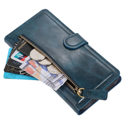 For Samsung Galaxy A14 5G PU Leather Magnetic Clasp Phone Cover Zipper Pocket Wallet Stand Case