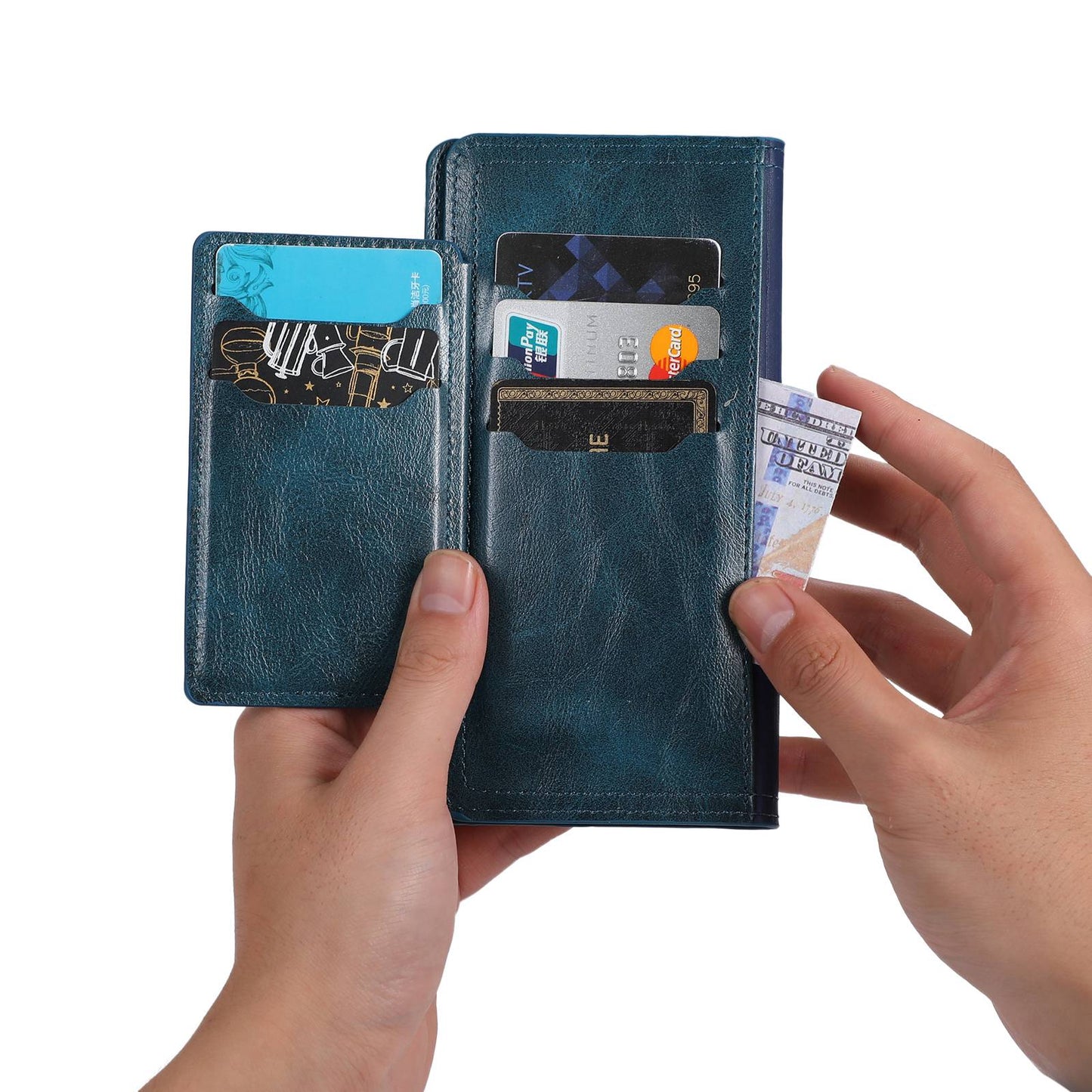For Samsung Galaxy A14 5G PU Leather Magnetic Clasp Phone Cover Zipper Pocket Wallet Stand Case