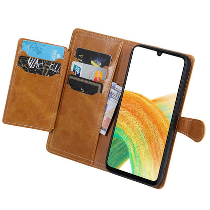 For Samsung Galaxy A14 5G PU Leather Magnetic Clasp Phone Cover Zipper Pocket Wallet Stand Case