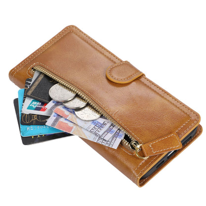 For Samsung Galaxy A14 5G PU Leather Magnetic Clasp Phone Cover Zipper Pocket Wallet Stand Case