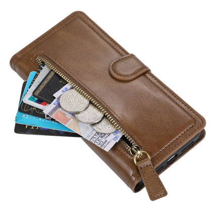 For Samsung Galaxy A14 5G PU Leather Magnetic Clasp Phone Cover Zipper Pocket Wallet Stand Case