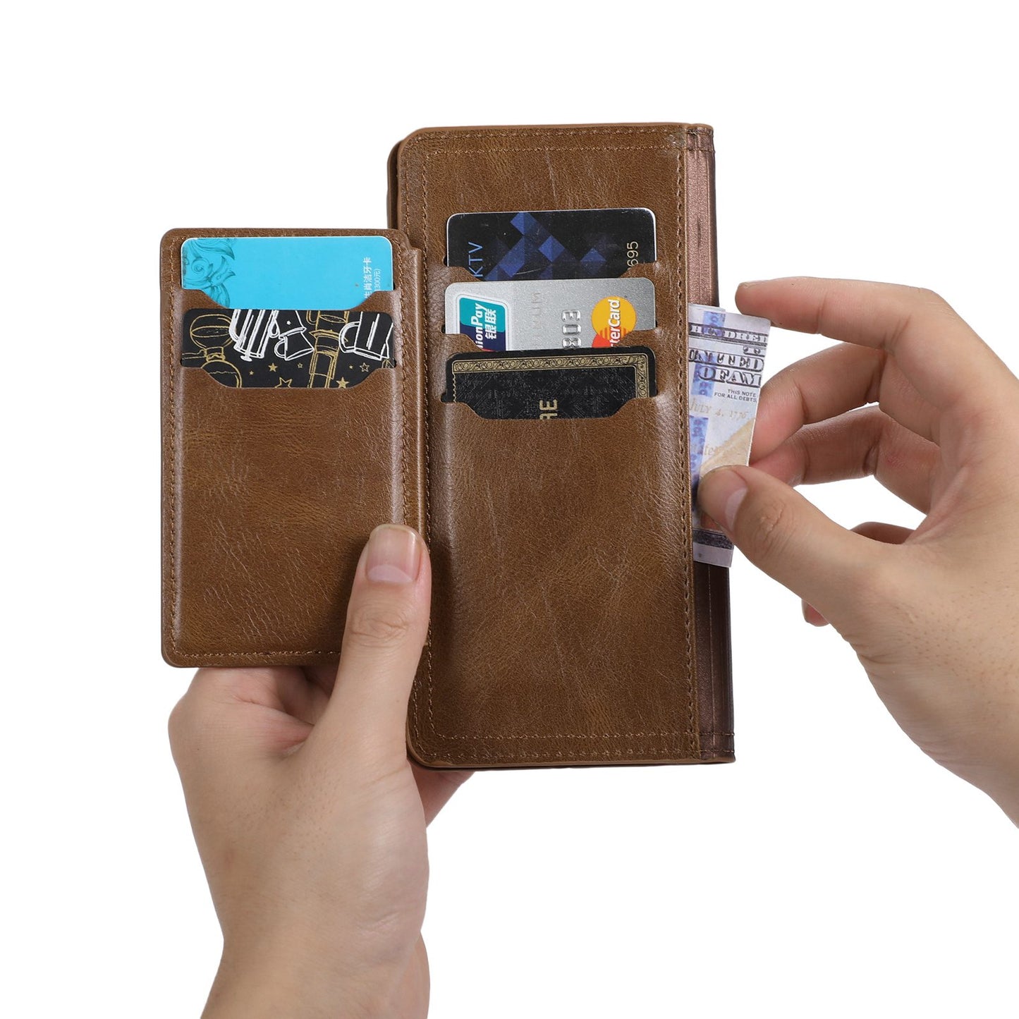 For Samsung Galaxy A14 5G PU Leather Magnetic Clasp Phone Cover Zipper Pocket Wallet Stand Case