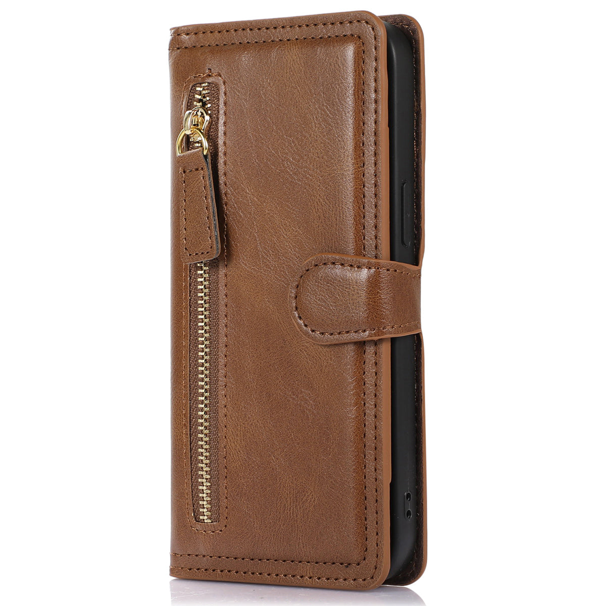 For Samsung Galaxy A14 5G PU Leather Magnetic Clasp Phone Cover Zipper Pocket Wallet Stand Case
