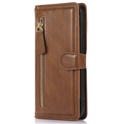 For Samsung Galaxy A14 5G PU Leather Magnetic Clasp Phone Cover Zipper Pocket Wallet Stand Case