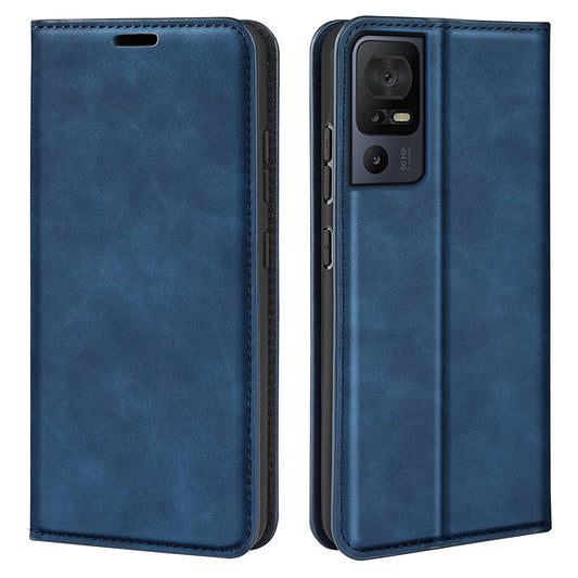 For TCL 40 SE Skin-touch Leather Phone Case Magnetic Flip Stand Wallet Phone Cover