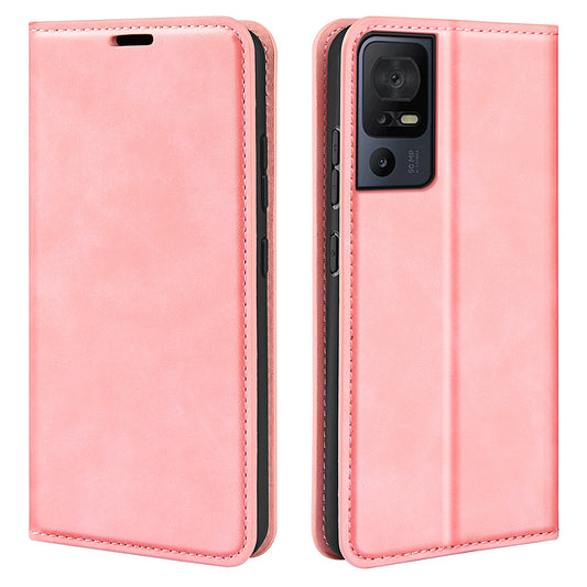For TCL 40 SE Skin-touch Leather Phone Case Magnetic Flip Stand Wallet Phone Cover