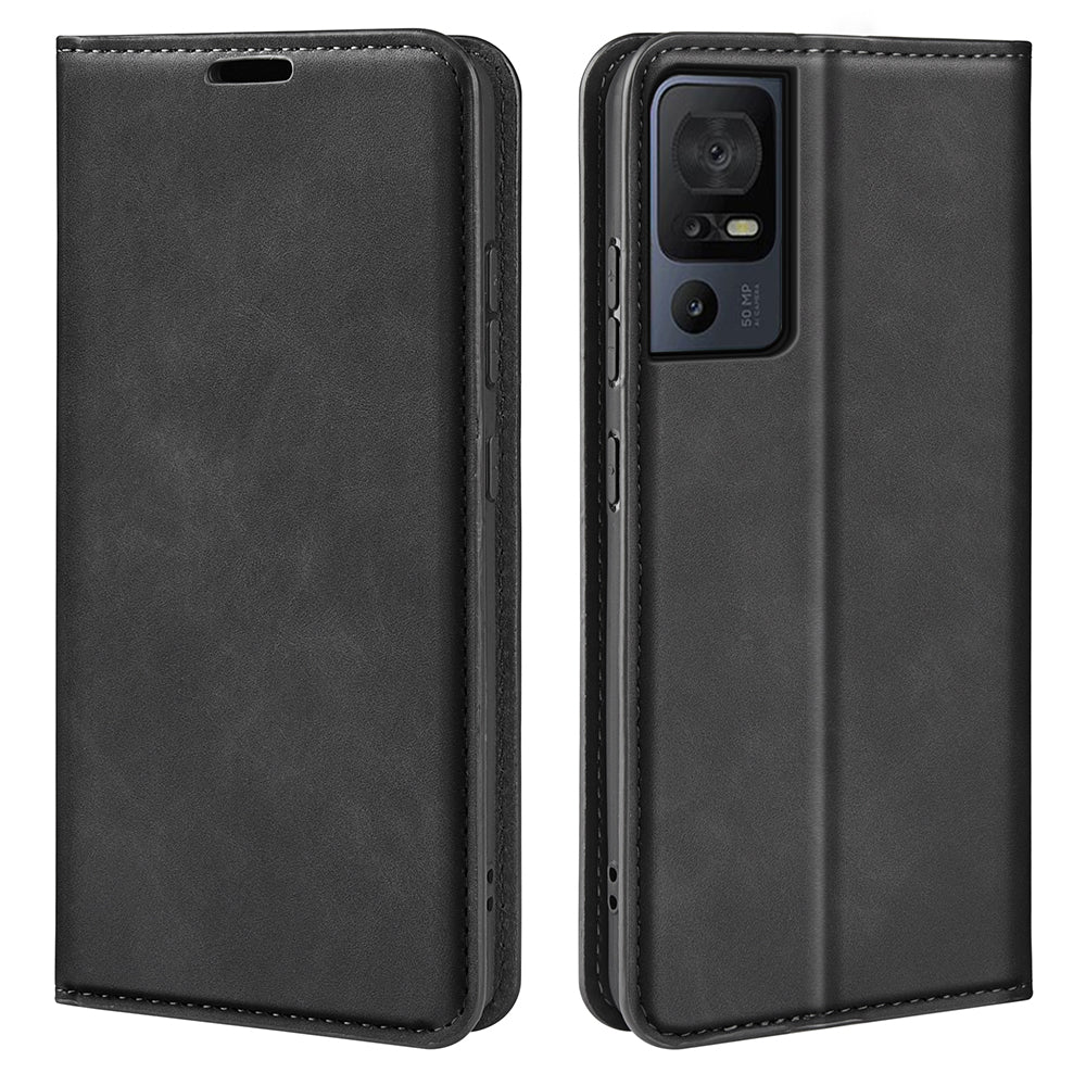 For TCL 40 SE Skin-touch Leather Phone Case Magnetic Flip Stand Wallet Phone Cover