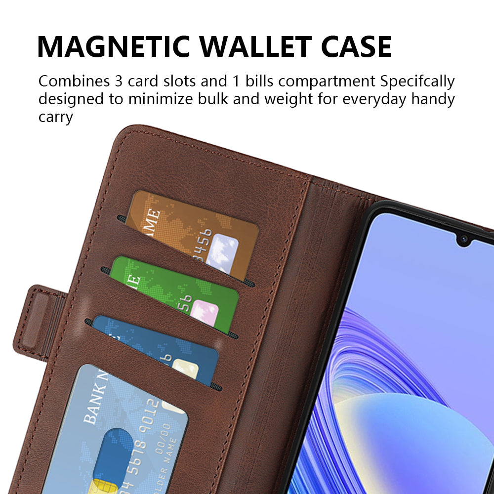 For TCL 40 SE Anti-Scratch PU Leather Wallet Cell Phone Case Calf Texture Anti-Dust Stand Phone Cover