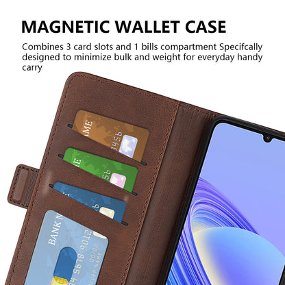 For TCL 40 SE Anti-Scratch PU Leather Wallet Cell Phone Case Calf Texture Anti-Dust Stand Phone Cover