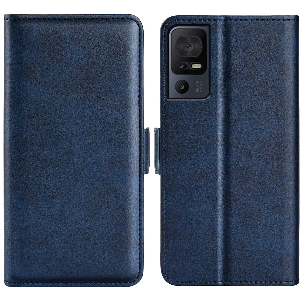 For TCL 40 SE Anti-Scratch PU Leather Wallet Cell Phone Case Calf Texture Anti-Dust Stand Phone Cover