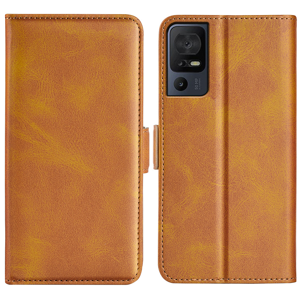 For TCL 40 SE Anti-Scratch PU Leather Wallet Cell Phone Case Calf Texture Anti-Dust Stand Phone Cover