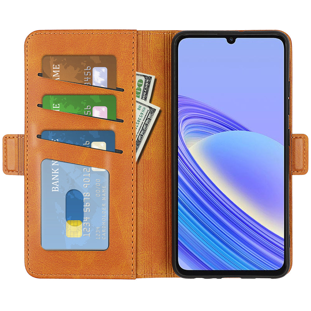 For TCL 40 SE Anti-Scratch PU Leather Wallet Cell Phone Case Calf Texture Anti-Dust Stand Phone Cover