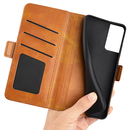 For TCL 40 SE Anti-Scratch PU Leather Wallet Cell Phone Case Calf Texture Anti-Dust Stand Phone Cover