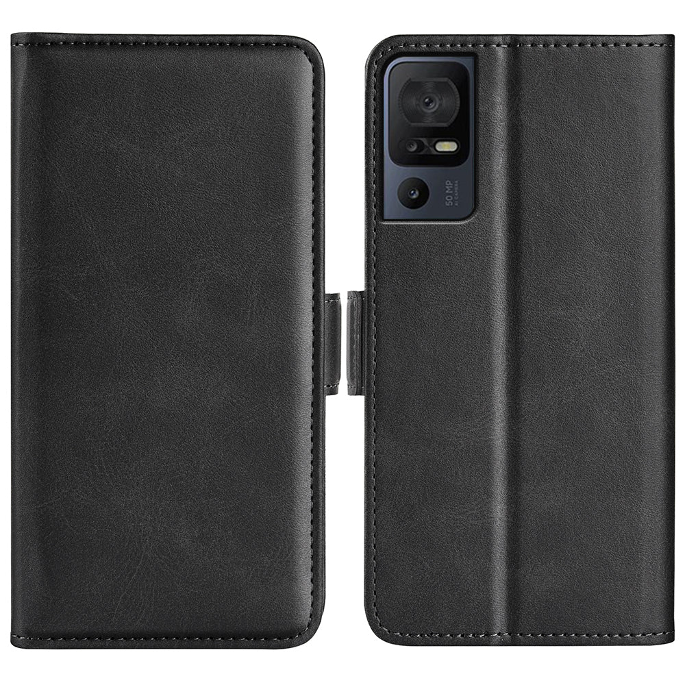 For TCL 40 SE Anti-Scratch PU Leather Wallet Cell Phone Case Calf Texture Anti-Dust Stand Phone Cover