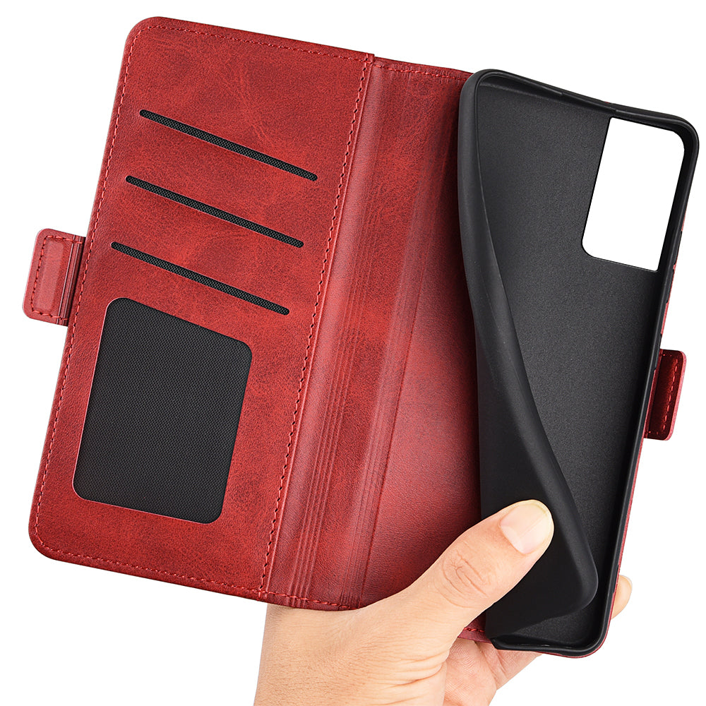 For TCL 40 SE Anti-Scratch PU Leather Wallet Cell Phone Case Calf Texture Anti-Dust Stand Phone Cover