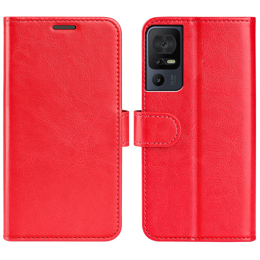 For TCL 40 SE Flip Phone Cover Crazy Horse Texture Phone Case PU Leather Wallet Stand Phone Shell