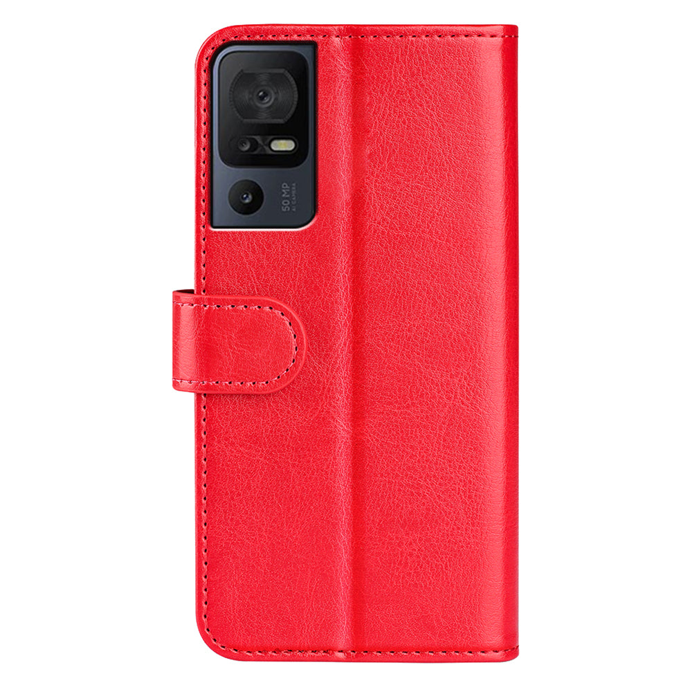 For TCL 40 SE Flip Phone Cover Crazy Horse Texture Phone Case PU Leather Wallet Stand Phone Shell