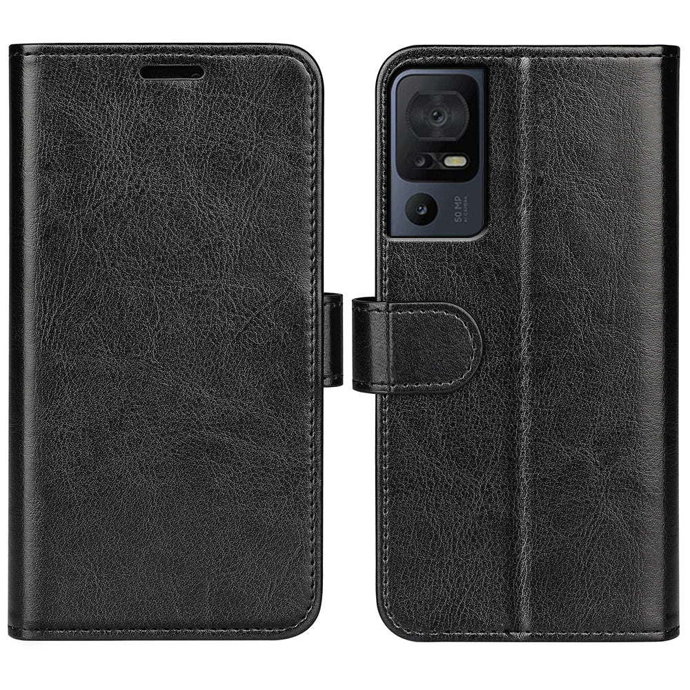 For TCL 40 SE Flip Phone Cover Crazy Horse Texture Phone Case PU Leather Wallet Stand Phone Shell