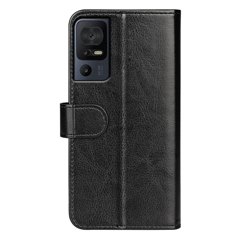For TCL 40 SE Flip Phone Cover Crazy Horse Texture Phone Case PU Leather Wallet Stand Phone Shell