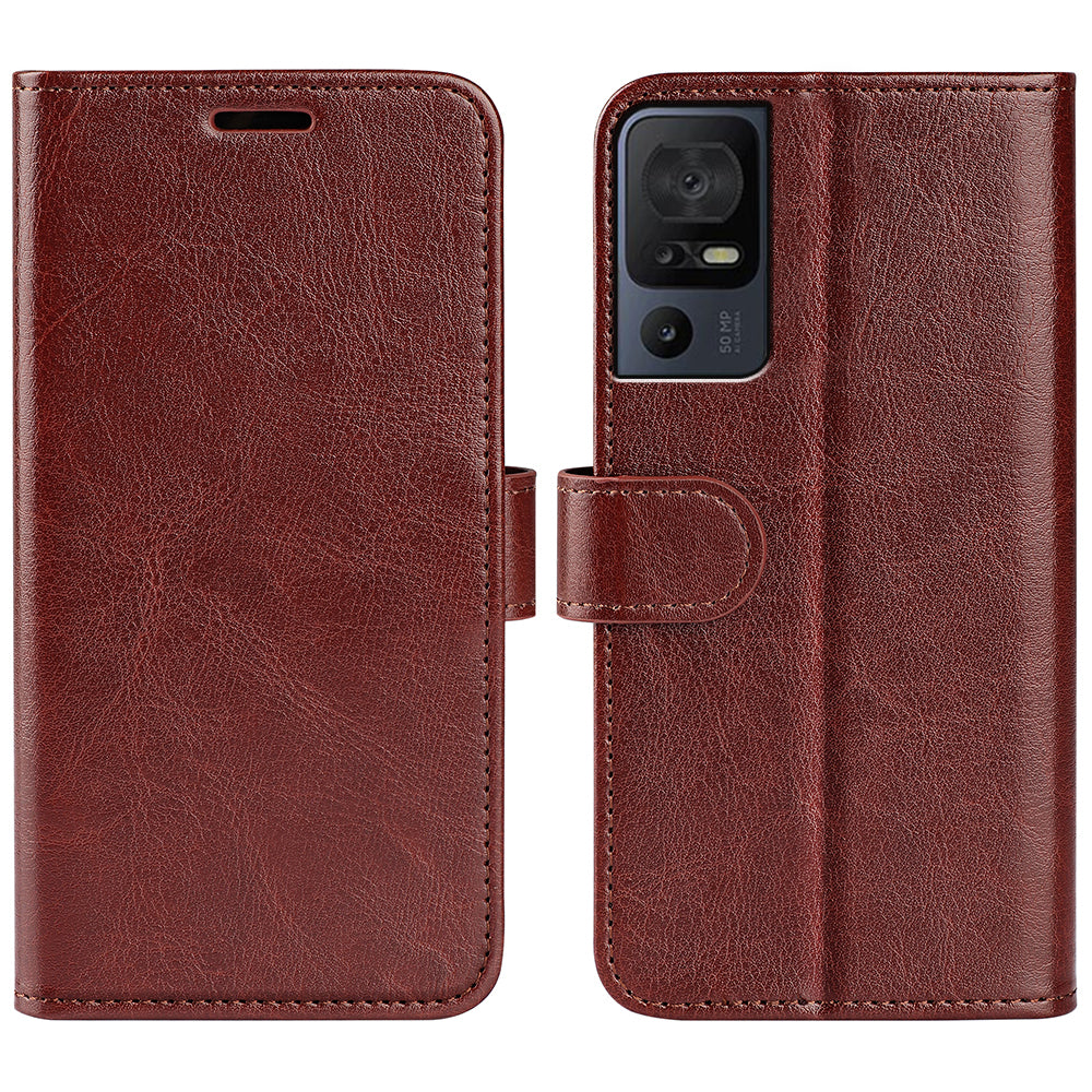 For TCL 40 SE Flip Phone Cover Crazy Horse Texture Phone Case PU Leather Wallet Stand Phone Shell