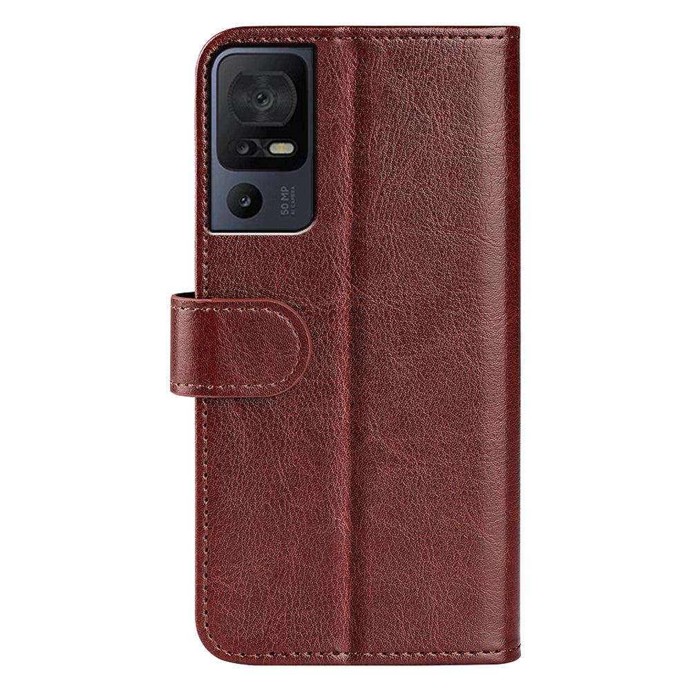 For TCL 40 SE Flip Phone Cover Crazy Horse Texture Phone Case PU Leather Wallet Stand Phone Shell