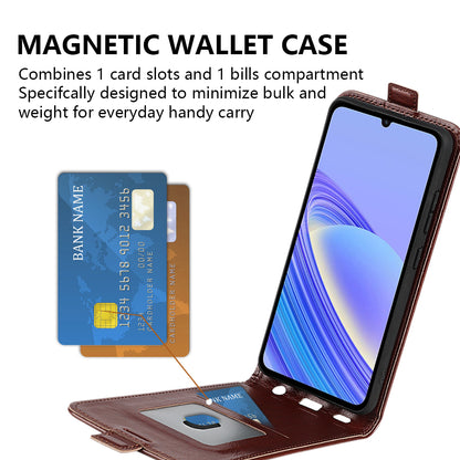 For TCL 40 SE Phone Case Crazy Horse Texture Card Holder PU Leather Vertical Flip Phone Cover