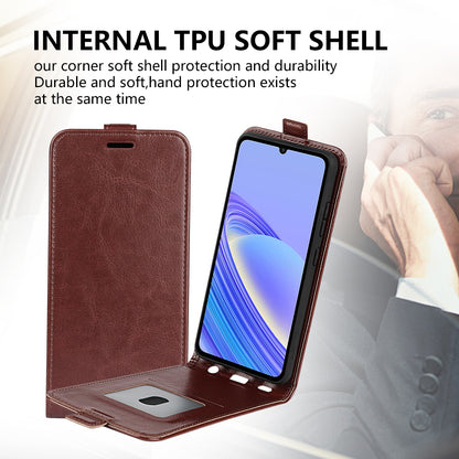 For TCL 40 SE Phone Case Crazy Horse Texture Card Holder PU Leather Vertical Flip Phone Cover