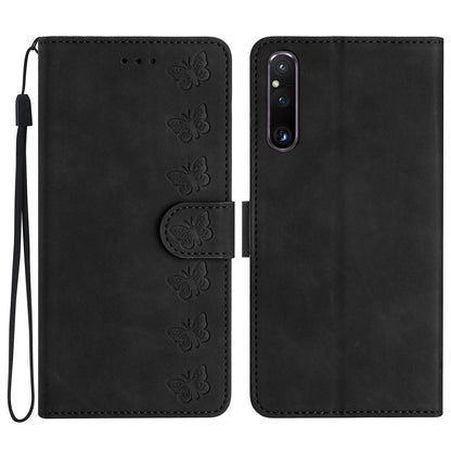 For Sony Xperia 1 V Drop-proof Butterfly Imprinted Shell PU Leather Wallet Stand Phone Case