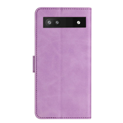 For Google Pixel 7a Butterfly Imprinted Foldable Stand Shell Anti-scratch PU Leather Wallet Phone Case