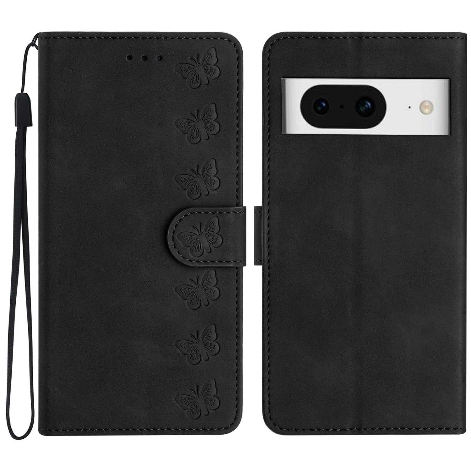 Butterfly Imprinted Wallet Phone Case for Google Pixel 8 , PU Leather Stand Cover