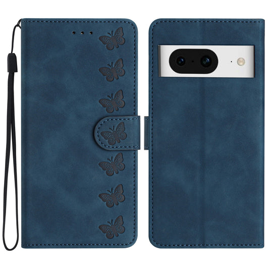Butterfly Imprinted Wallet Phone Case for Google Pixel 8 , PU Leather Stand Cover