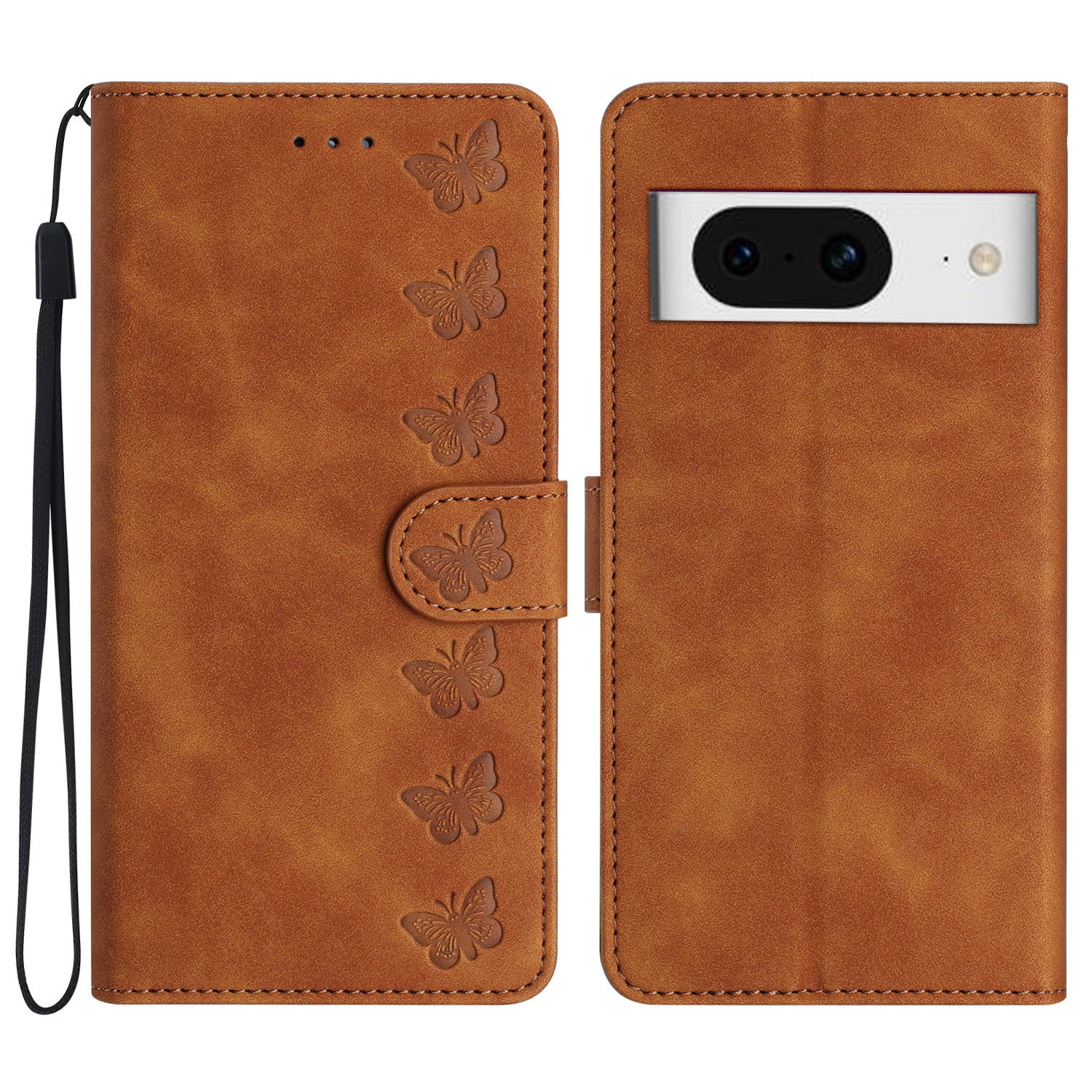 Butterfly Imprinted Wallet Phone Case for Google Pixel 8 , PU Leather Stand Cover