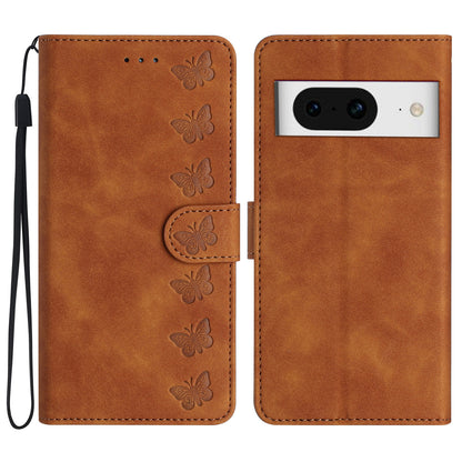 Butterfly Imprinted Wallet Phone Case for Google Pixel 8 , PU Leather Stand Cover