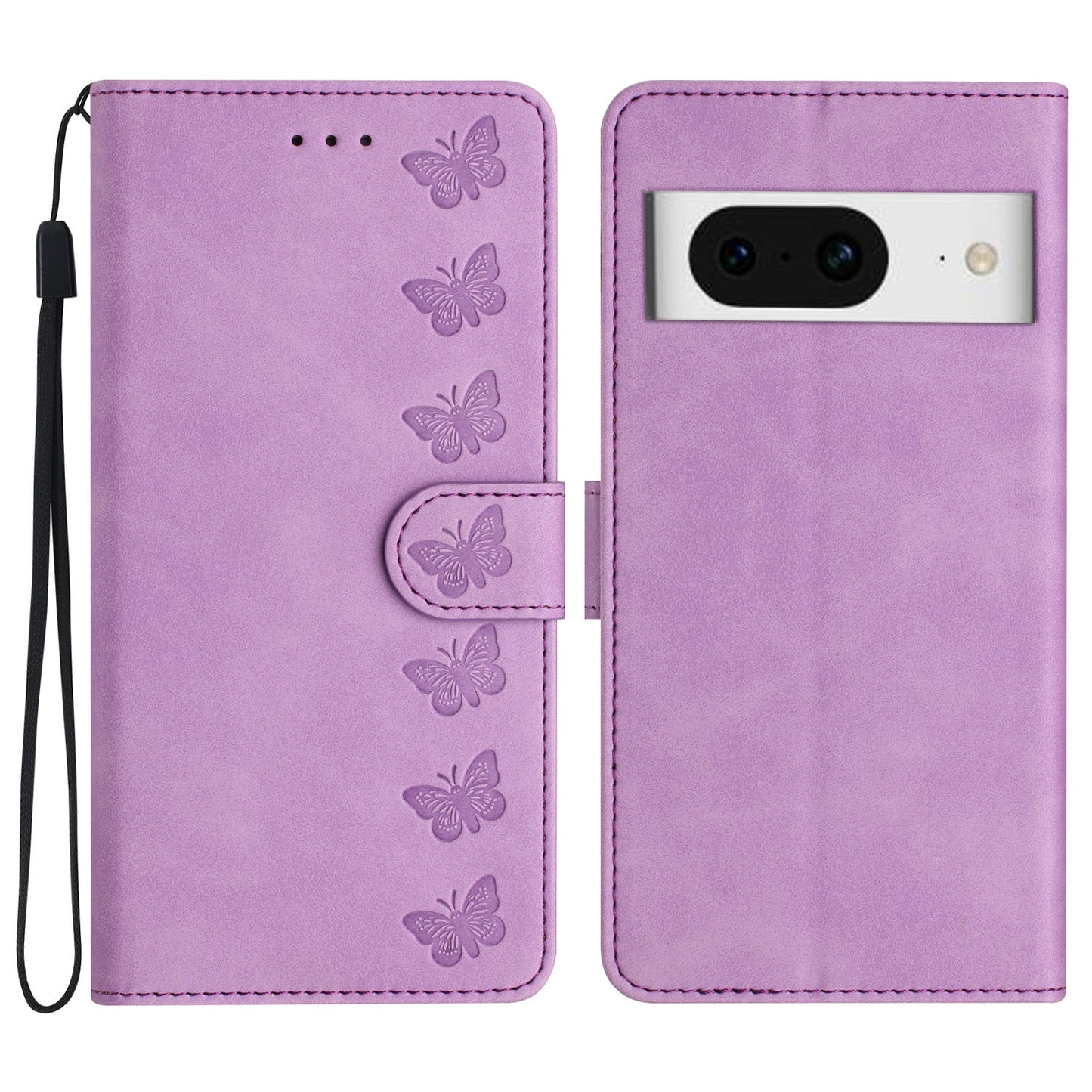 Butterfly Imprinted Wallet Phone Case for Google Pixel 8 , PU Leather Stand Cover
