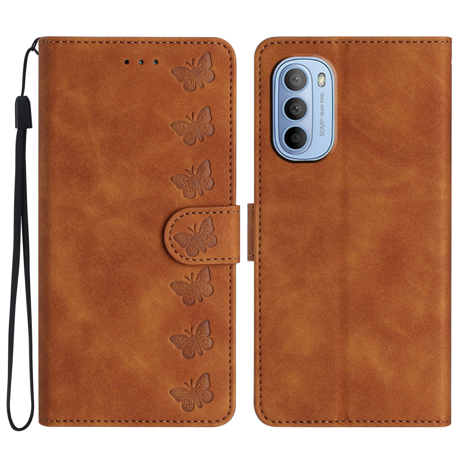 For Motorola Moto G52 4G / G82 5G PU Leather Butterfly Imprinted Stand Shell Wallet Phone Case