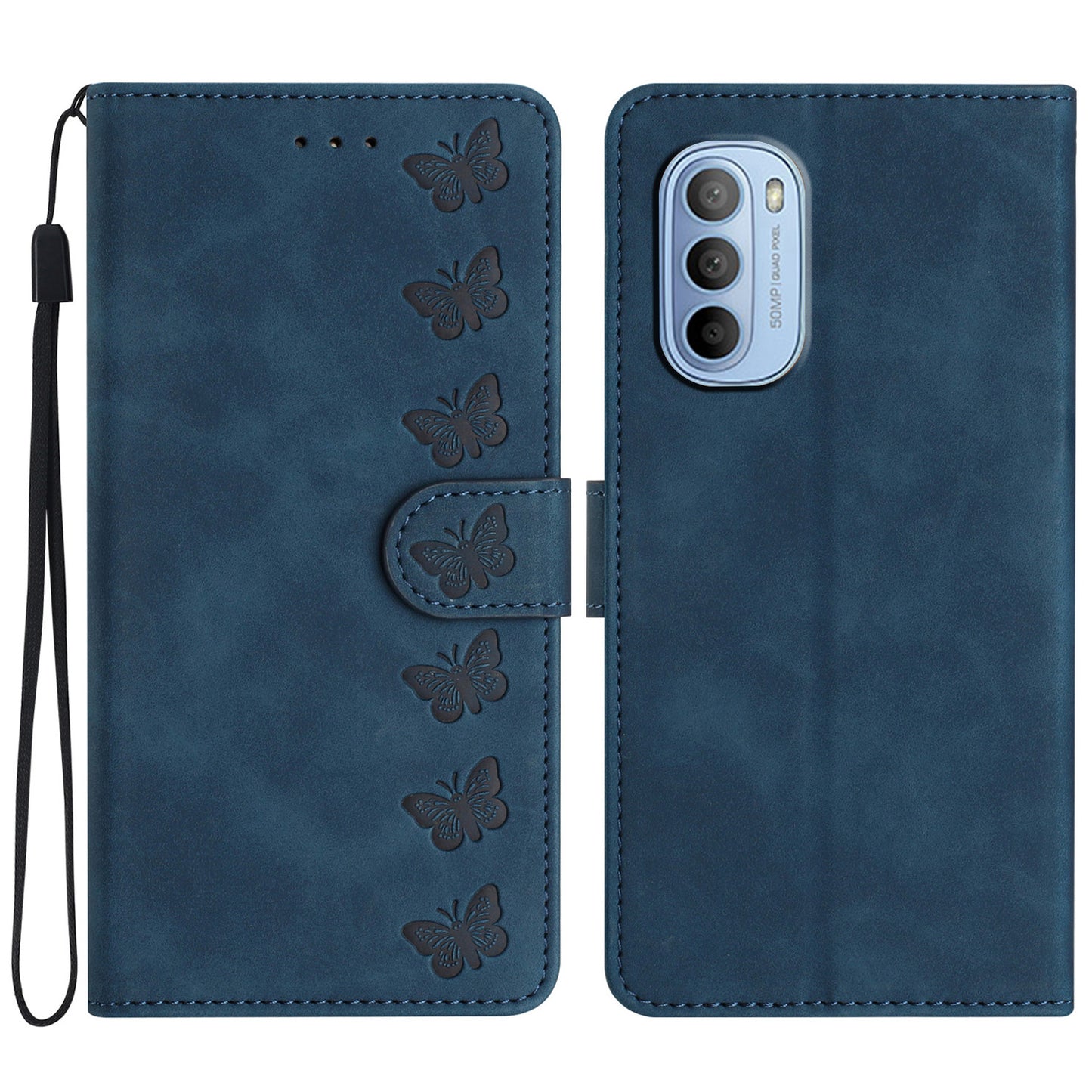 For Motorola Moto G52 4G / G82 5G PU Leather Butterfly Imprinted Stand Shell Wallet Phone Case