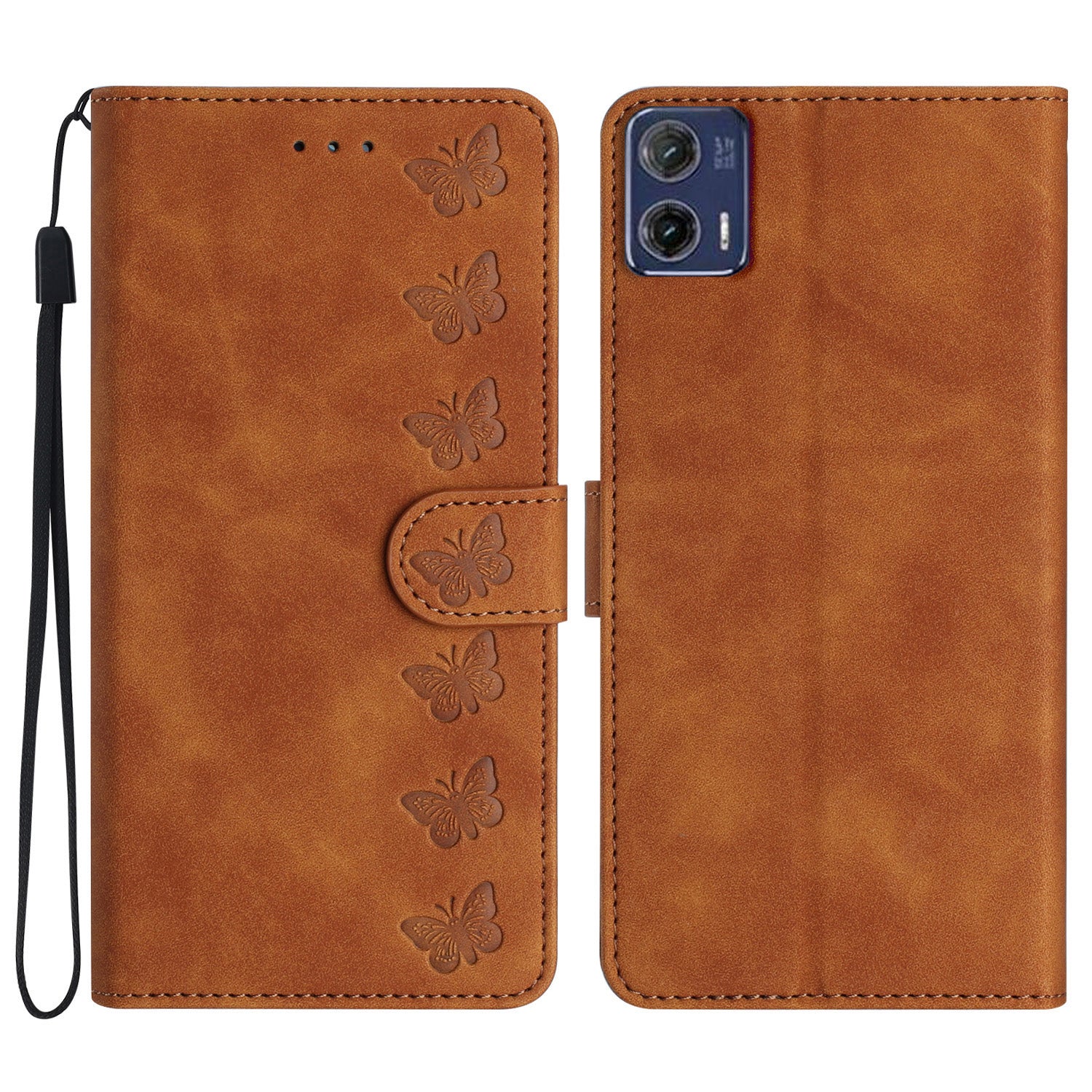For Motorola Moto G73 5G PU Leather Butterfly Imprinted Stand Shell Wallet Shockproof Phone Case