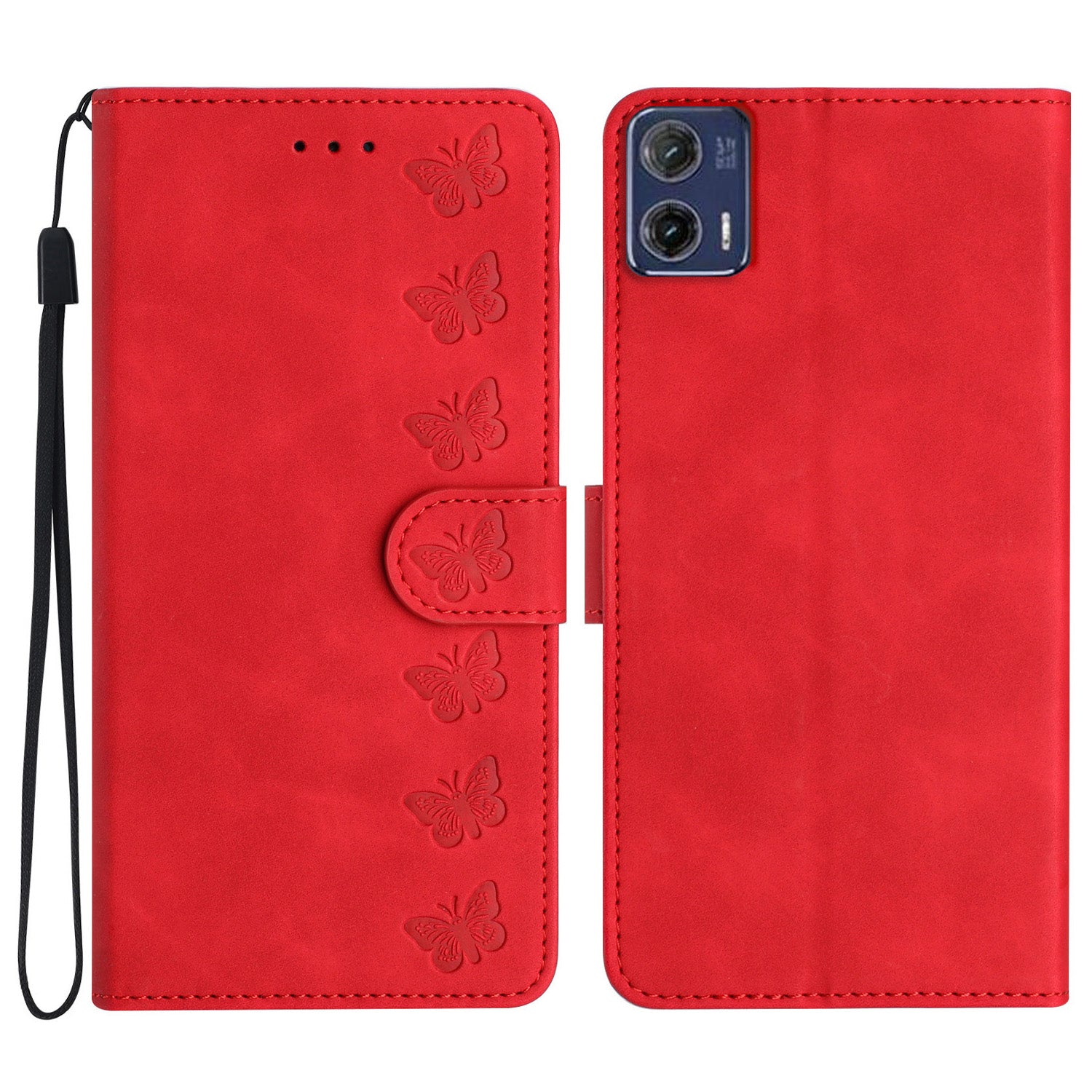 For Motorola Moto G73 5G PU Leather Butterfly Imprinted Stand Shell Wallet Shockproof Phone Case