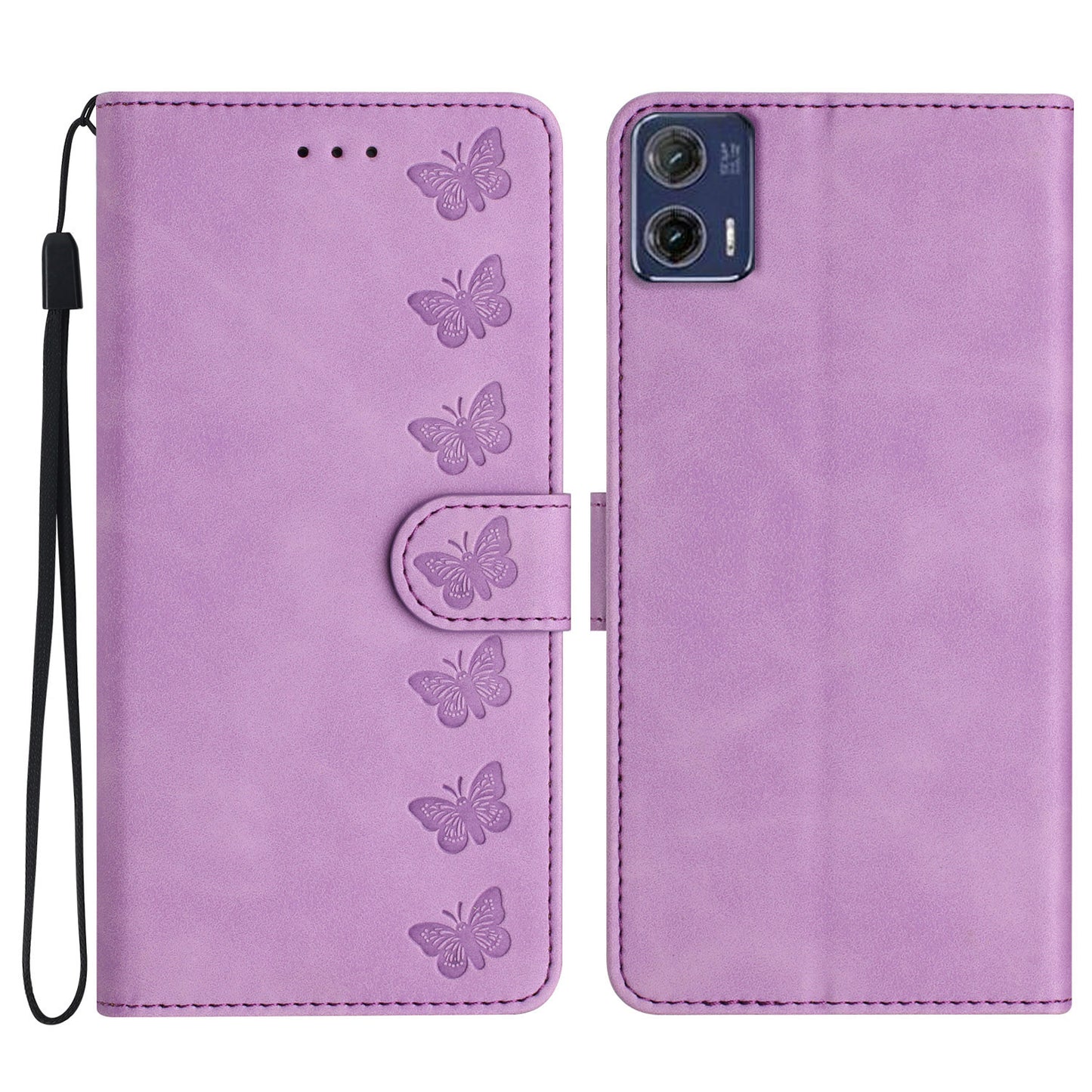 For Motorola Moto G73 5G PU Leather Butterfly Imprinted Stand Shell Wallet Shockproof Phone Case