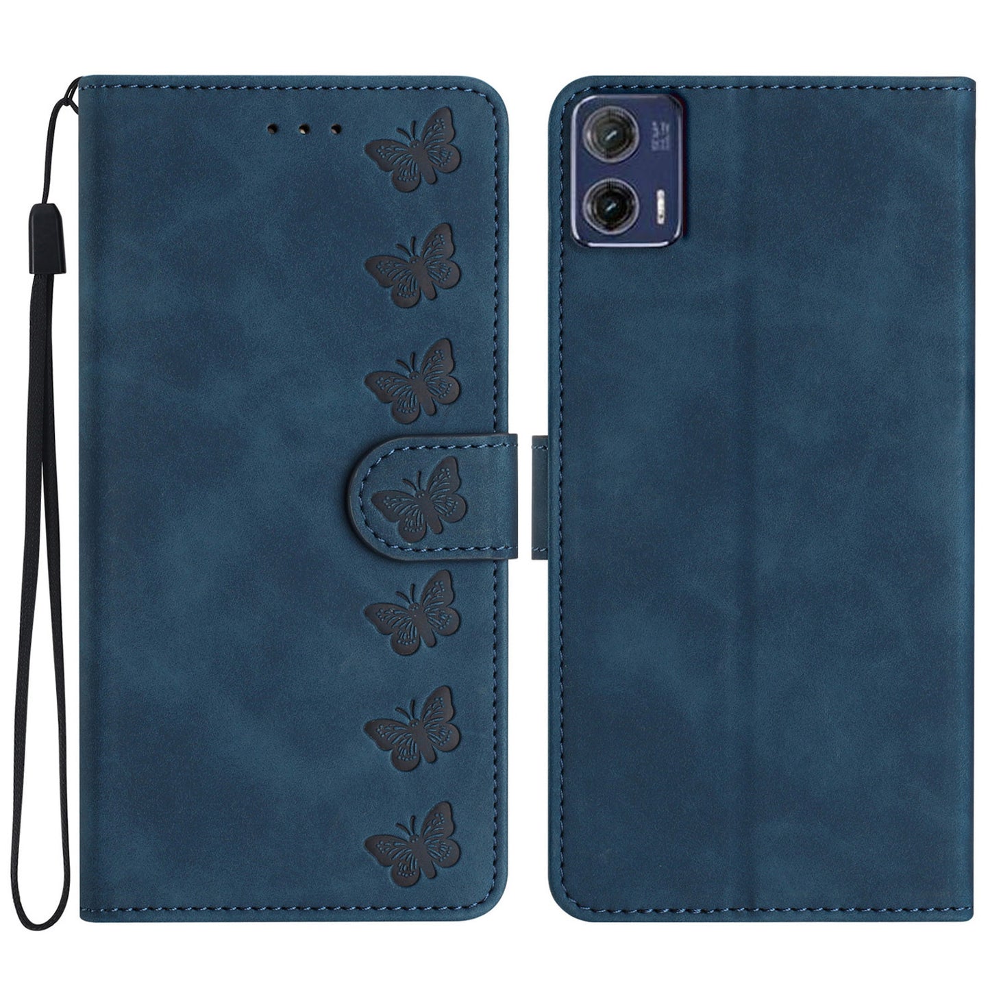 For Motorola Moto G73 5G PU Leather Butterfly Imprinted Stand Shell Wallet Shockproof Phone Case