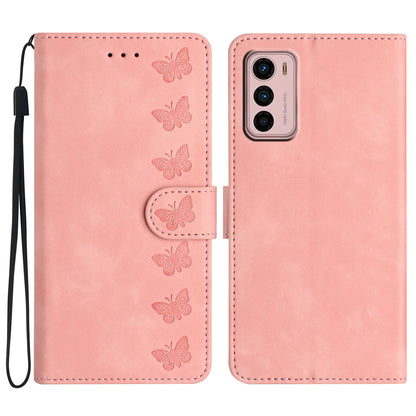 For Motorola Moto G42 4G PU Leather Butterfly Imprinted Shockproof Stand Shell Wallet Phone Case