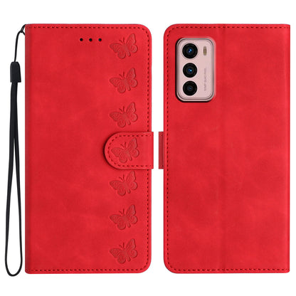 For Motorola Moto G42 4G PU Leather Butterfly Imprinted Shockproof Stand Shell Wallet Phone Case