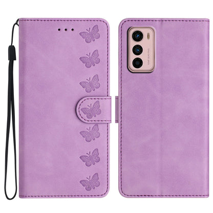 For Motorola Moto G42 4G PU Leather Butterfly Imprinted Shockproof Stand Shell Wallet Phone Case